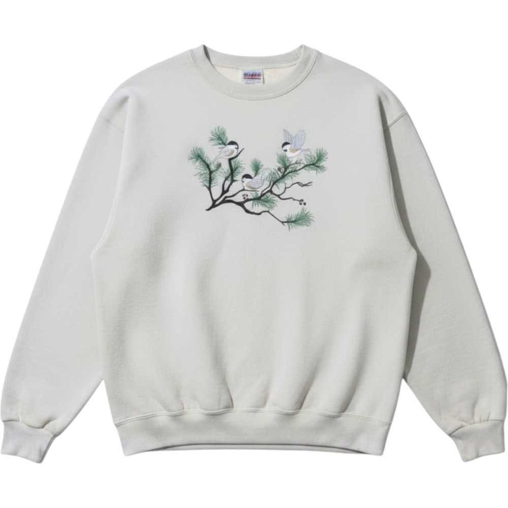 Jerzees Women Sweatshirt M Beige Bird Pullover Cottagecore Coastal Granny Casual